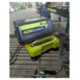 Ryobi 40v 6 ah battery and charger