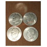 1972 Eisenhower Dollar Coins (4)