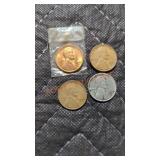 1955, 1930 and 1943 wheat pennies