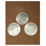 1972 Eisenhower Dollar Coins (3)