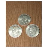 1972 Eisenhower Dollar Coins (3)