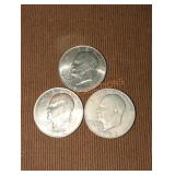 1972 Eisenhower Dollar Coins (3)