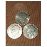 1972 Eisenhower Dollar Coins (3)