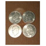 1972 Eisenhower Dollar Coins (4)