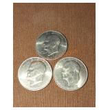 1972 Eisenhower Dollar Coins (3)