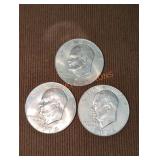 1974 Eisenhower Dollar Coins (3)