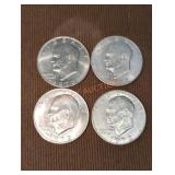 1972 Eisenhower Dollar Coins (4)