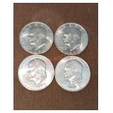 1972 Eisenhower Dollar Coins (4)