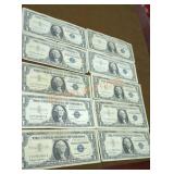Series 1957b silver certificate dollars 10 total