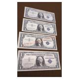 Series 1957b silver certificate dollars