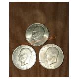 1972 Eisenhower Dollar Coins (3)
