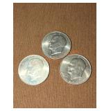 1972 Eisenhower Dollar Coins (3)