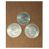 1972 Eisenhower Dollar Coins (3)