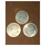 1972 Eisenhower Dollar Coins (3)