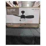 30" Matte Black Ceiling Fan
