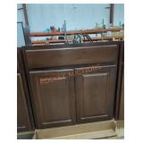 Dark Wood Base Cabinet W/Drawer HAS DAMAGE