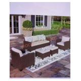 PHI VILLA.Brown Rattan Wicker Outdoor Patio Set