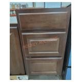 Dark Wood Base Cabinet W/3 Drawer HAS DAMAGE