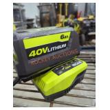 Ryobi 40v 6 ah battery and charger