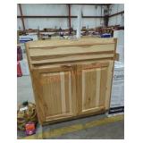 Natural Wood Base Cabinet 35"H x 30"L x 25"W
