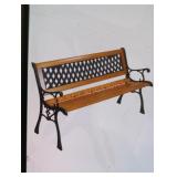 Karl home 49" Iron Frame Wood Outdoor Bench