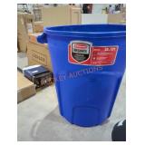 1 Rubbermaid roughneck 32 gal blue trash can
