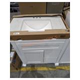 30.50in White Vanity w/Silver Ash VTop