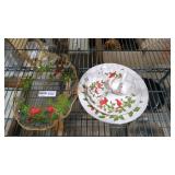 Lefton Christmas cardinal dish set