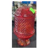 Vintage Viking Glass Red Diamond Point Fairy Lamp