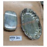 Silver plated dish and brush