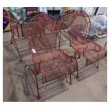 Metal Red Rose Themed Outdoor Chairs (4)