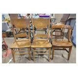 Set of Three Wooden Chairs