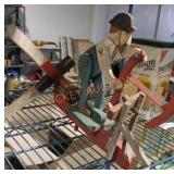 Vintage handmade man carving wood windmill