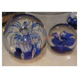 Blue Blossom Art Glass Paperweights