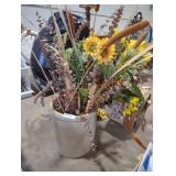 Pottery Crock with Faux Flowers