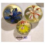 Flower & Butterfly/Bee Art Glass Paperweights