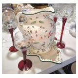 Pfaltzgraff Winterberry Glass, Pitcher and Dish