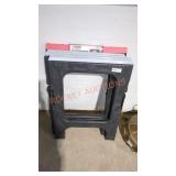 Three plastic folding sawhorses