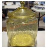 Vintage yellow depression glass canister