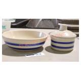 Roseville, Ohio striped pottery dishes