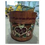 Vintage Hand-painted Wooden Bucket