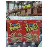 2 boxes of post fruity pebbles red box