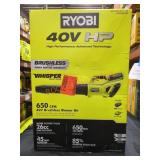 Ryobi 40v HP Brushless Blower Kit 650CFM