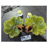Leaf Bowls and Floral Salt + Pepper Shakers