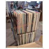 Rolling Vinyl Record Rack with Records