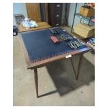 Vintage Square Table with Leather Top
