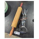 Vintage Rolling Pin & Hand Mixer