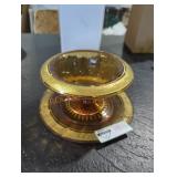 Vintage Amber Glass with Gold Tone Trim