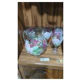 Hand-Painted pitcher and goblet lot
