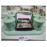 Vintage Mint Green Plastic Baby Supplies Caddy